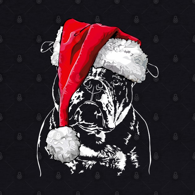 Funny Santa Old English Bulldog Merry Christmas dog by wilsigns